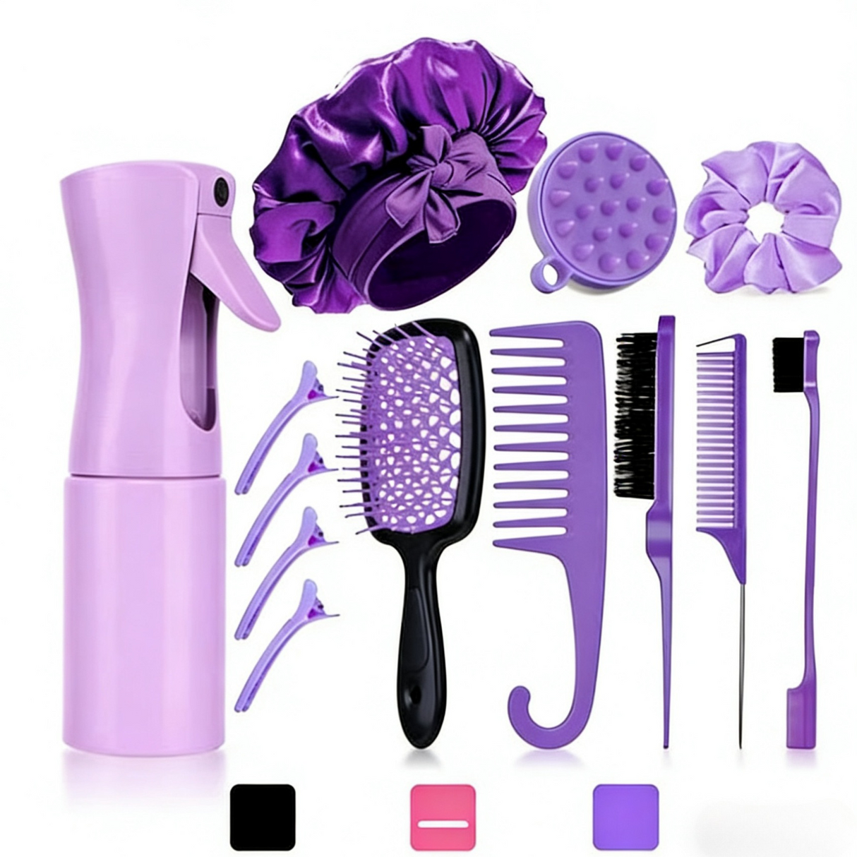 Manufacturer 27-Piece Hairdressing Comb Set Combination Continuous Spray Bottle Cleaning Massage Shampoo Brush Portable Styling Comb
