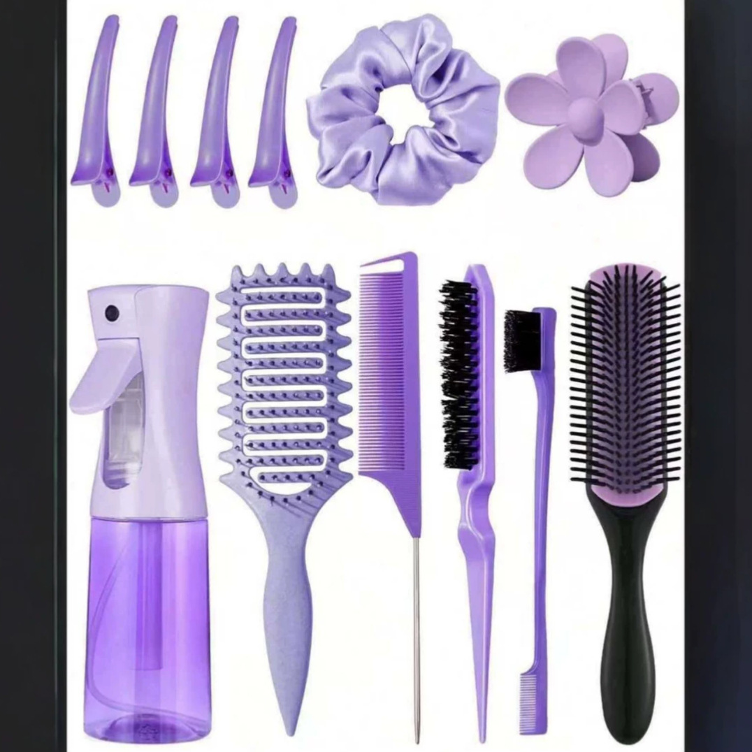 Manufacturer 27-Piece Hairdressing Comb Set Combination Continuous Spray Bottle Cleaning Massage Shampoo Brush Portable Styling Comb