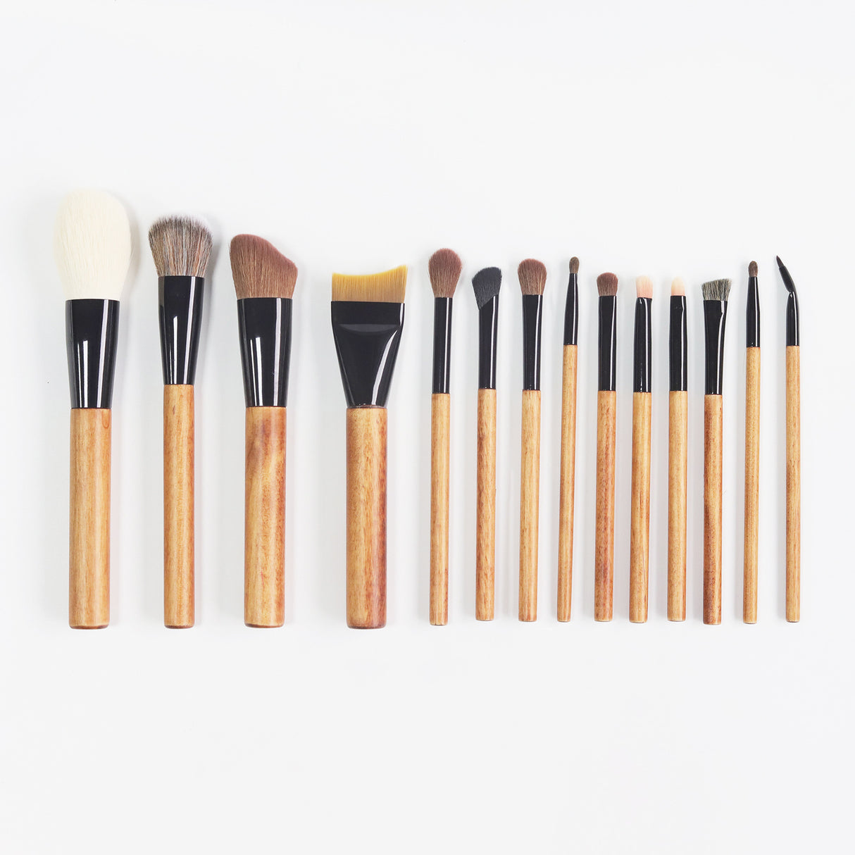 14-Piece Wooden Handle Makeup Brush Set, Animal Hair Eyeshadow Brush, Blush Brush, Loose Powder Brush, Contour Brush, Complete Set of Makeup Brushes