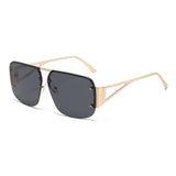 European and American Large Frame Y2K Street Photography Cross-Border Cyberpunk Sunglasses Metal Half Frame Pilot Sunglasses Toad Mirror