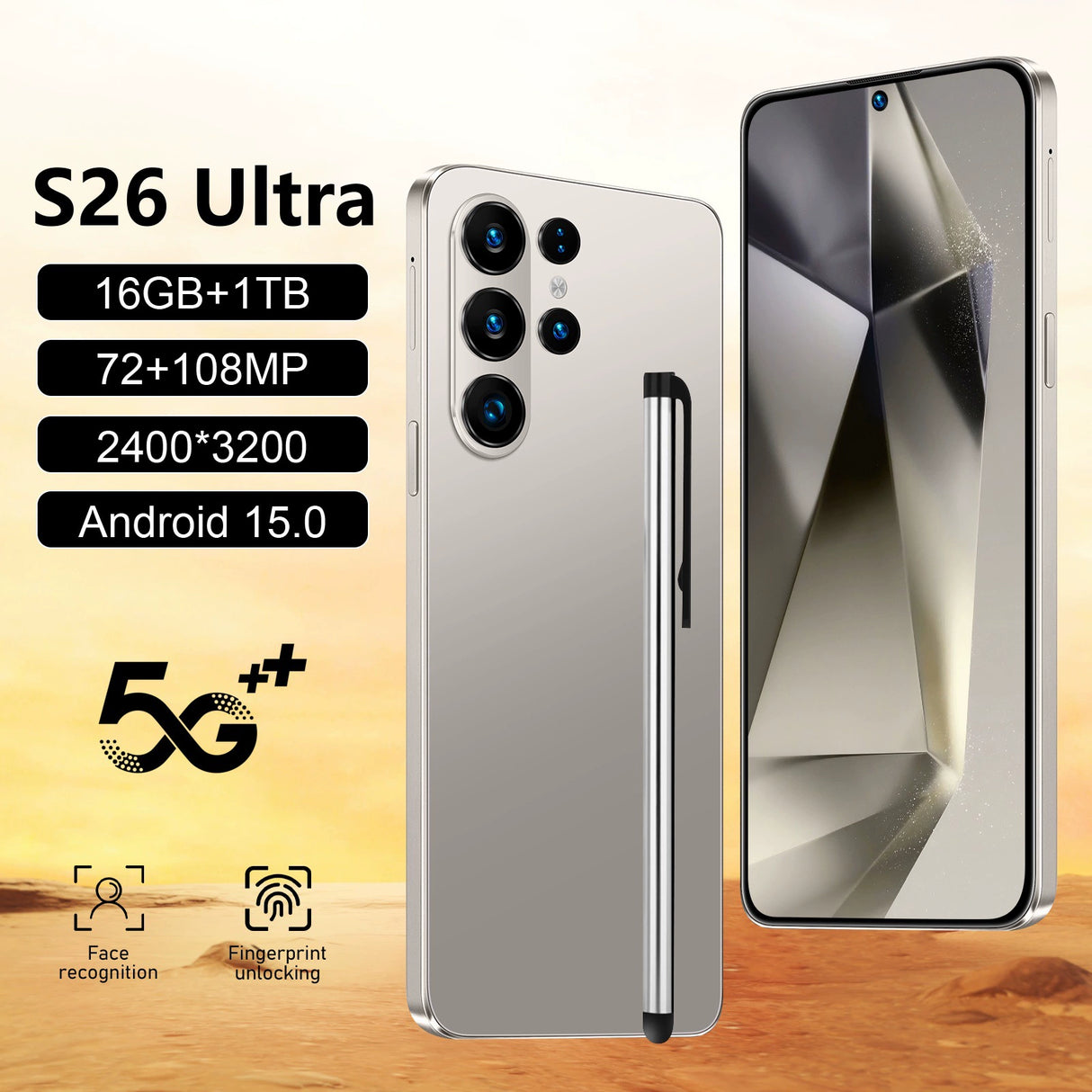 Tk Popular Cross-Border Mobile Phone S26Ultra3+32Gb 7.3inch True 4g Android 15 Smartphone with External Pen