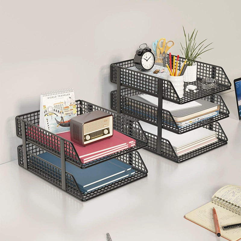 Desk Storage Rack File Storage Box Office Supplies File Rack Desktop Bookshelf Multi-Layer Large Capacity