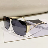European and American Large Frame Y2K Street Photography Cross-Border Cyberpunk Sunglasses Metal Half Frame Pilot Sunglasses Toad Mirror