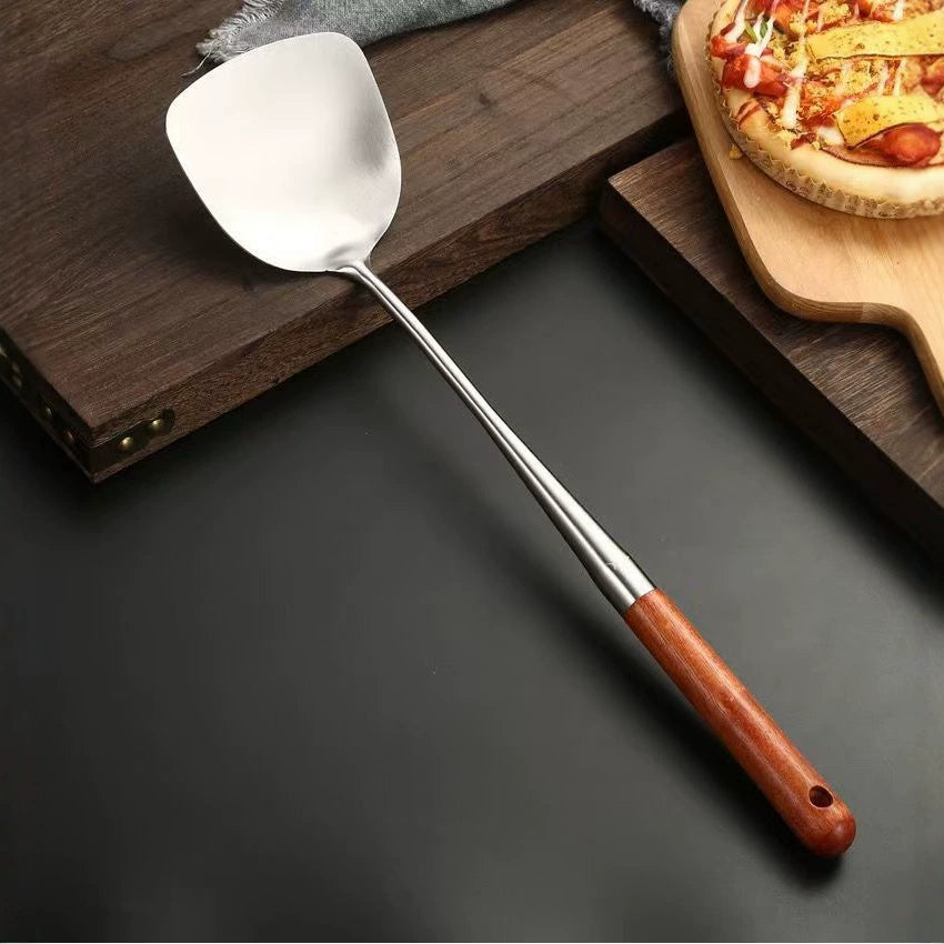 304 Stainless Steel Spatula with Extended Handle, Frying Spatula and Spoon Set, Anti-Scalding Cooking Spoon, Chef's Spoon, Soup Spoon, Kitchen Utensils