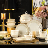 Ceramic Dishes Set Household Wholesale Jingdezhen Bone China Tableware Set Bowl Chopsticks Spoon Plate Combination Full Set Gift