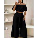 2025 European and American New Women's Wide Leg Pants Commuter High Waist Solid Color Micro-lat Strap Pants Casual suit