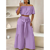 2025 European and American New Women's Wide Leg Pants Commuter High Waist Solid Color Micro-lat Strap Pants Casual suit