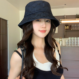 Wholesale High-Quality Plaid Sequin Beaded Denim Fashion Versatile Fisherman Hat Women's High-End Sunshade Counter New