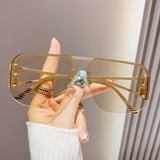 European and American Large Frame Y2K Street Photography Cross-Border Cyberpunk Sunglasses Metal Half Frame Pilot Sunglasses Toad Mirror